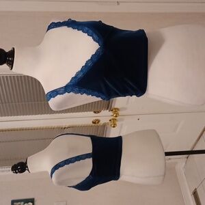 4/$60 Blue Lacy Velour Tank Top -  Size Small